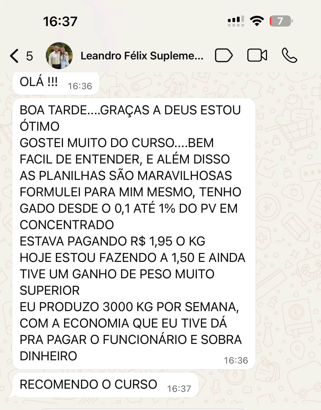 Feedback de produtor sobre economia com fabricação própria
