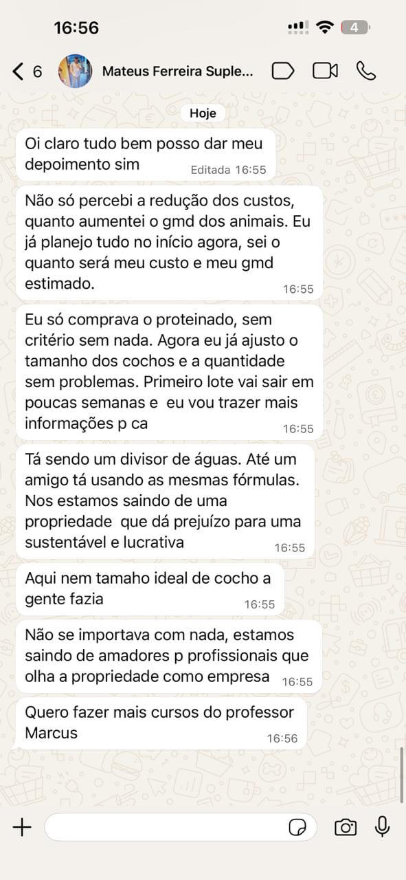 Depoimento de produtor economizando com suplementação própria
